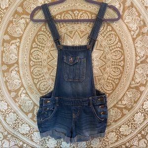 l.e.i short denim overalls